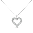 .925 Sterling Silver 1.00 Cttw Lab-Grown Diamond Open Heart Pendant Necklace (F-G Color, VS1-VS2 Clarity) - 18" Inches