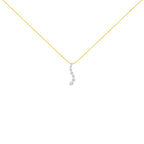 AGS Certified 14K Yellow Gold 2.0 Cttw Baguette and Brilliant Round-Cut Diamond Journey 18" Pendant Necklace (F-G Color, I1-I2 Clarity)