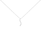 AGS Certified 14k White Gold 3.0 Cttw Baguette and Brilliant Round-Cut Diamond Journey 18" Pendant Necklace (F-G Color, I1-I2 Clarity)