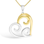 10K Yellow Gold Over .925 Sterling Silver Open Heart with Swirls 18" Box Chain Pendant Necklace