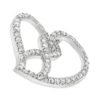 14K White Gold 1.0 Cttw White Diamond Awareness Ribbon & Open Heart 18" Pendant Necklace (H-I Color, I1-I2 Clarity) - White Diamond Ribbon