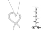 .925 Sterling Silver Open Heart-Shaped Awareness Ribbon Pendant Necklace
