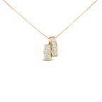 14K Yellow Gold 1 5/8 cttw Princess and Baguette Cut Diamond Fashion Pendant Necklace (G-H, VS2-SI1)