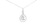 Espira 10K White Gold 1/8 cttw Round Cut Diamond Layered Spiral Pendant Necklace (I-J, I1-I2)
