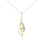 10K Yellow and White Gold Round Cut Diamond Accent Cascade 18" Pendant Necklace (J-K Color, I2-I3 Clarity)