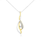 10K Yellow and White Gold Round Cut Diamond Accent Cascade 18" Pendant Necklace (J-K Color, I2-I3 Clarity)