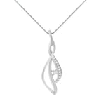 Espira 10K White Gold Round Diamond Accented Open Cascade Twist 18" Pendant Necklace (1/10 Cttw, J-K Color, I1-I2 Clarity)