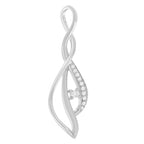 Espira 10K White Gold Round Diamond Accented Open Cascade Twist 18" Pendant Necklace (1/10 Cttw, J-K Color, I1-I2 Clarity)