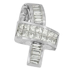 14K White Gold 2 cttw Princess and Baguette Cut Diamond Ribbon Pendant Necklace (H-I, SI-SI2)