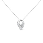 14k White Gold 1 5/8 Cttw Invisible Set Princess and Channel Set Baguette Diamond Curved Oval Shape Pendant Necklace (G-H Color, VS2-SI1 Clarity)