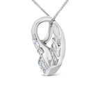 14k White Gold 1 5/8 Cttw Invisible Set Princess and Channel Set Baguette Diamond Curved Oval Shape Pendant Necklace (G-H Color, VS2-SI1 Clarity)