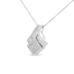 14k White Gold 2 1/10 Cttw Princess and Baguette Geometric Designed Diamond Pendant Necklace (G-H Color, VS1-VS2 Clarity) - NO CHAIN INCLUDED