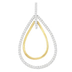14K Two-Tone Gold Round Cut Diamond Double Burst Pendant Necklace (1.00 cttw, H-I Color, SI2-I1 Clarity)