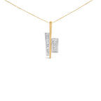 18K Yellow and White Gold 1 7/8 Cttw Princess Baguette Diamond Key Shaped 18" Pendant Necklace (H-I Color, SI1-SI2 Clarity)