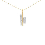 18K Yellow and White Gold 1 7/8 Cttw Princess Baguette Diamond Key Shaped 18" Pendant Necklace (H-I Color, SI1-SI2 Clarity)