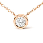 10K Gold Round Brilliant-Cut Diamond Modern Bezel-Set Solitaire 16"-18" Pendant Necklace (H-I Color, SI2-I1 Clarity)
