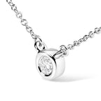 10K White Gold 1/10 Carat Round Brilliant-Cut Diamond Modern Bezel-Set Solitaire 16"-18" Pendant Necklace (H-I Color, SI2-I1 Clarity)