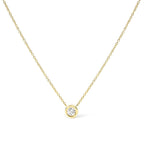 10K Gold Round Brilliant-Cut Diamond Modern Bezel-Set Solitaire 16"-18" Pendant Necklace (H-I Color, SI2-I1 Clarity)