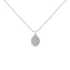 .925 Sterling Silver 1 1/2 Cttw Diamond Oval Cluster Pendant Necklace (I-J Color, I2-I3 Clarity) - 18"