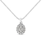 .925 Sterling Silver 1 1/2 Cttw Diamond Oval Cluster Pendant Necklace (I-J Color, I2-I3 Clarity) - 18"