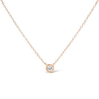 10K Rose Gold 1/5 Carat Round Brilliant-Cut Diamond Modern Bezel-Set Solitaire 16"-18" Pendant Necklace (H-I Color, SI2-I1 Clarity)