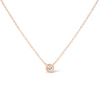 10K Rose Gold 1/3 Carat Round Brilliant-Cut Diamond Modern Bezel-Set Solitaire 16"-18" Pendant Necklace (H-I Color, SI2-I1 Clarity)