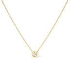 10K Yellow Gold 1/3 Carat Round Brilliant-Cut Diamond Modern Bezel-Set Solitaire 16"-18" Pendant Necklace (H-I Color, SI2-I1 Clarity)