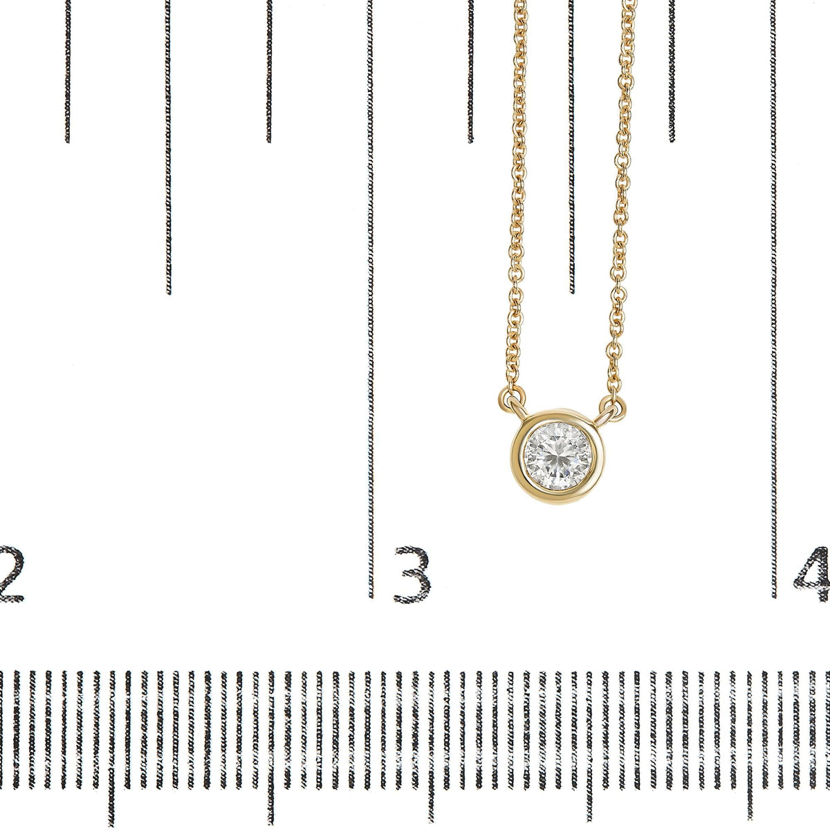 10K Gold Round Brilliant-Cut Diamond Modern Bezel-Set Solitaire 16"-18" Pendant Necklace (H-I Color, SI2-I1 Clarity)