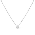 10K White Gold 1/2 Carat Round Brilliant-Cut Diamond Modern Bezel-Set Solitaire 16"-18" Pendant Necklace (H-I Color, SI2-I1 Clarity)