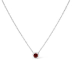 14K White Gold 1/2 Cttw Red Lab Grown Diamond Bezel-Set Solitaire 18" Pendant Necklace (Red Color, VS1-VS2 Clarity)