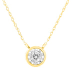 10K Yellow Gold 1/4 Cttw Round Brilliant-Cut Diamond Modern Bezel-Set Solitaire Pendant Necklace (J-K Color, I2-I3 Clarity) - 16" with 2" Extender