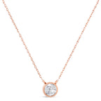 AGS Certified 10K Rose Gold 1/5 Cttw Bezel Set Round Diamond Solitaire 16-18" Adjustable Pendant Necklace (H-I Color, VS1-VS2 Clarity)