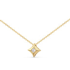 10K Yellow Gold 1/5 Cttw Bezel Set Princess Diamond Kite Shaped Solitaire Pendent Necklace
