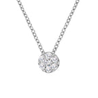 14K White Gold 1/4 Cttw Shared Prong Set Round-Ct Diamond 7 Stone Floral Cluster 18" Pendant Necklace (H-I Color, SI2-I1 Clarity)