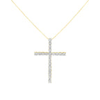 10K Yellow Gold Plated .925 Sterling Silver 4.0 Cttw Round Cut Diamond Cross Pendant Necklace (J-K Color, I1-I2 Clarity) - 18"