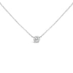 14K White Gold 1.00 Cttw Bezel Set Round Lab-Grown Diamond Solitaire 18" Pendant Necklace (F-G Color, VS1-VS2 Clarity)
