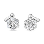 14KT White Gold 1/2 cttw Diamond Floral Cluster Pendant Necklace (HI, SI2-I1)