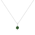 .925 Sterling Silver 1/2 Cttw Prong Set Treated Green Diamond Floral Cluster 18" Pendant Necklace (Green Color, I1-I2 Clarity)
