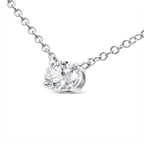 14K White Gold 1/2 Cttw Lab Grown Oval Shape Solitaire Diamond East West 18" Pendant Necklace (E-F Color, VS1-VS2 Clarity)