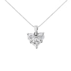 10K White Gold 1.0 Cttw Round-Cut and Princess-Cut Diamond Heart Shaped 18" Pendant Necklace (H-I Color, SI2-I1 Clarity)