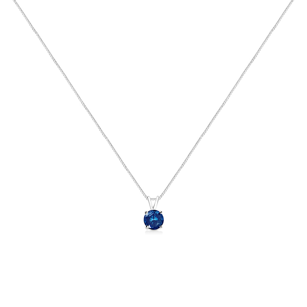 14K White Gold 1/4 Cttw Round Brilliant Cut Lab Grown Blue Diamond 4-Prong Solitaire Pendant Necklace (Blue Color, VVS2-VS1 Clarity) - 18"