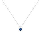 14K White Gold 1/4 Cttw Round Brilliant Cut Lab Grown Blue Diamond 4-Prong Solitaire Pendant Necklace (Blue Color, VVS2-VS1 Clarity) - 18"