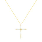 10K Yellow Gold Plated .925 Sterling Silver 3.0 Cttw Prong-Set Round Brilliant Cut Diamond Cross 18" Pendant Necklace (J-K Color, I1-I2 Clarity)