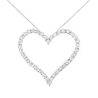 .925 Sterling Silver 3.0 cttw Round-Cut Diamond Open Heart Pendant Necklace (I-J Color, I2-I3 Clarity) - 18"