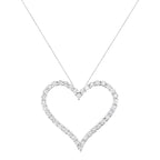 .925 Sterling Silver 3.0 cttw Round-Cut Diamond Open Heart Pendant Necklace (I-J Color, I2-I3 Clarity) - 18"