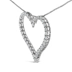 14K White Gold 3.0 Cttw Lab Grown Diamond Open Heart Pendant Necklace