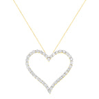 10k Yellow Gold Plated .925 Sterling Silver 3.0 cttw Round-Cut Diamond Open Heart Pendant Necklace (J-K Color, I1-I2 Clarity) - 18"