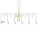 .925 Sterling Silver Diamond Accent Cross Ribbon 18" Pendant Necklace (I-J Color, I2-I3 Clarity)
