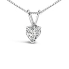 14K White Gold 1/5 Cttw 3-Prong Set Heart Shaped Solitaire Lab Grown Diamond 18" Pendant Necklace (F-G Color, VS2-SI1 Clarity)