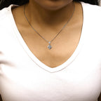 10K White Gold Princess Cut Diamond Geometric Pendant Necklace